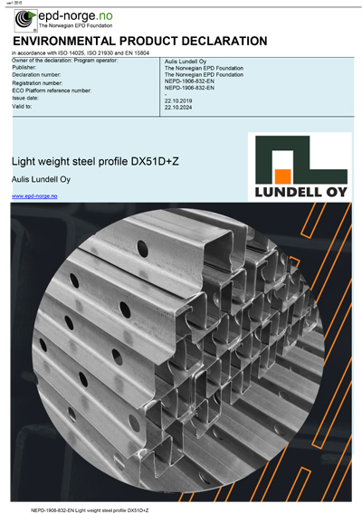 EPD Aulis Lundell Oy kevyet teräsprofiilit - Light weight steel profile