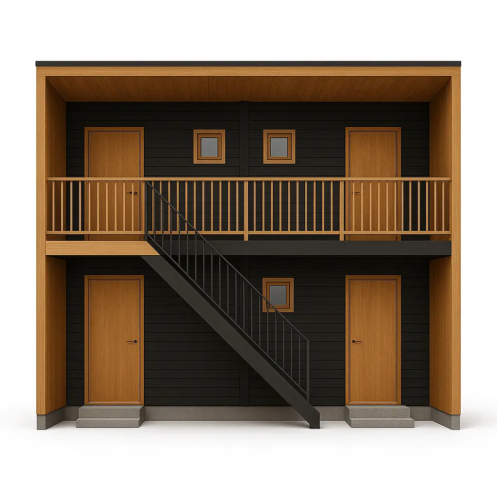 Majoitusmökki katoksella