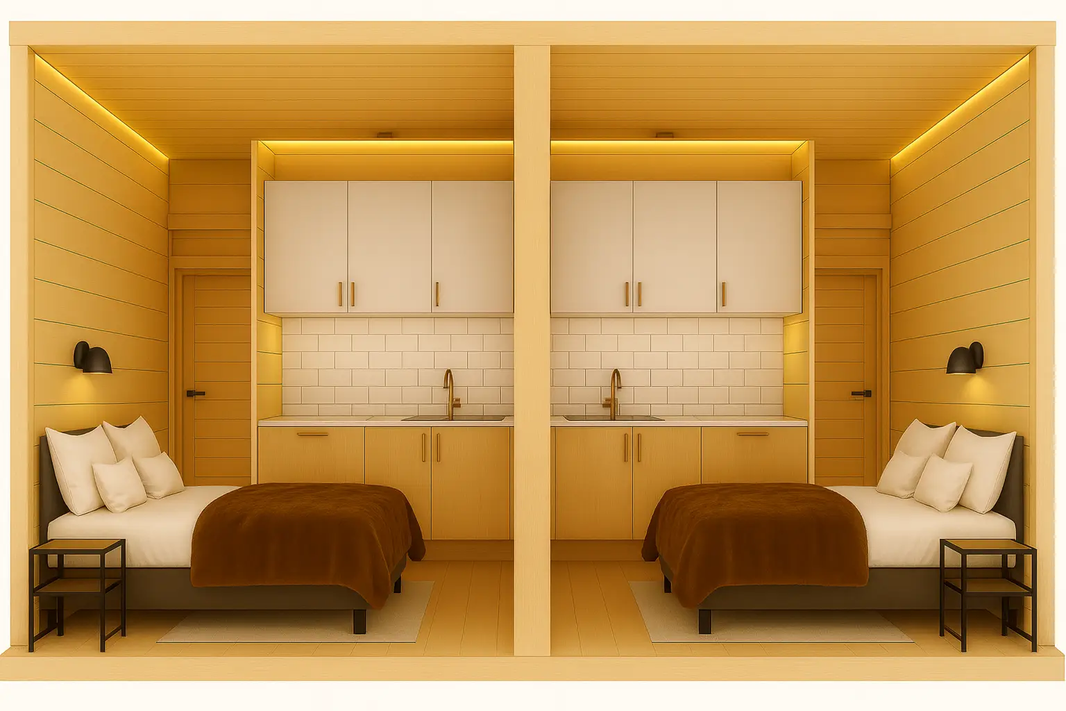 Majoitusmoduuli leikkauskuva