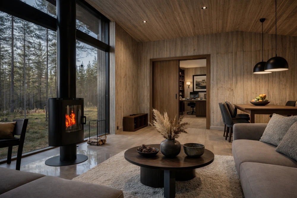 mökkiin sävytetyt viiluovet seinän sisään